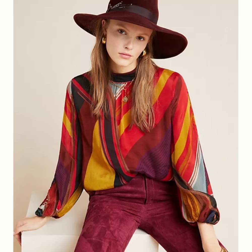Anthropologie  sz small mock neck blouse